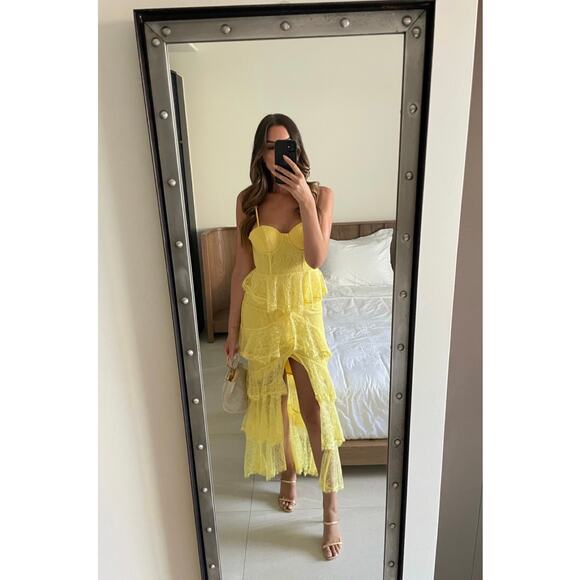 Majorelle Zelda Fitz Gown in Lemon Yellow size XS - Picture 3 of 8